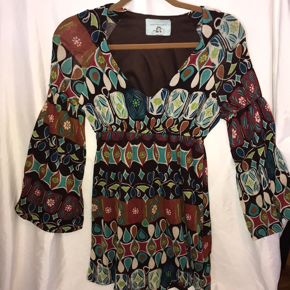 Judith March bell sleeve 70s dress